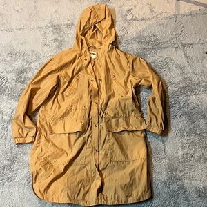 A New Day Medium Water Resistant Long Mustard Hooded Jacket